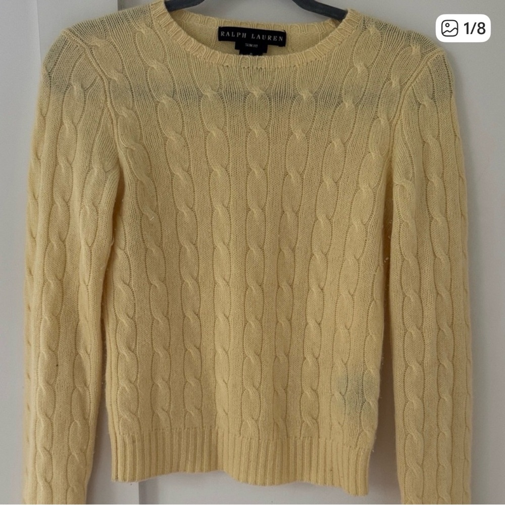 Polo by Ralph Lauren Yellow Cable Knit Crewneck Sweater